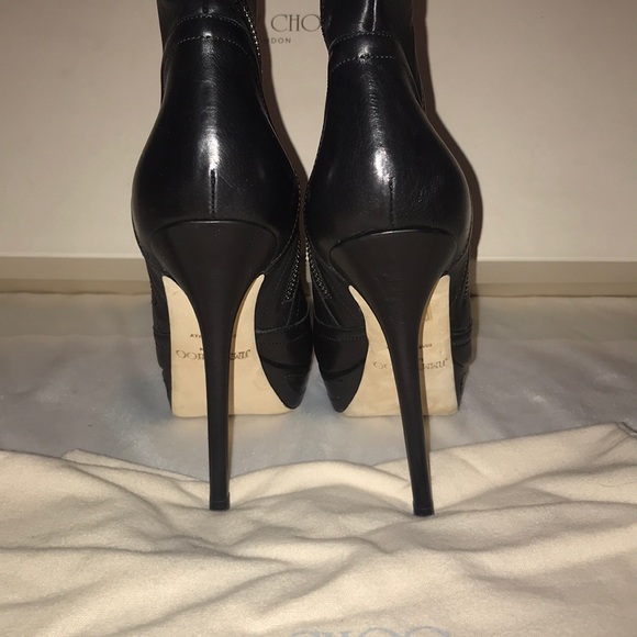 JIMMY CHOO BLACK LEATHER BOOTS - Picture 7 of 8